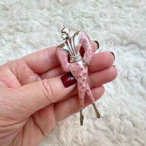 Vintage Art Deco Lady Pink Brooch